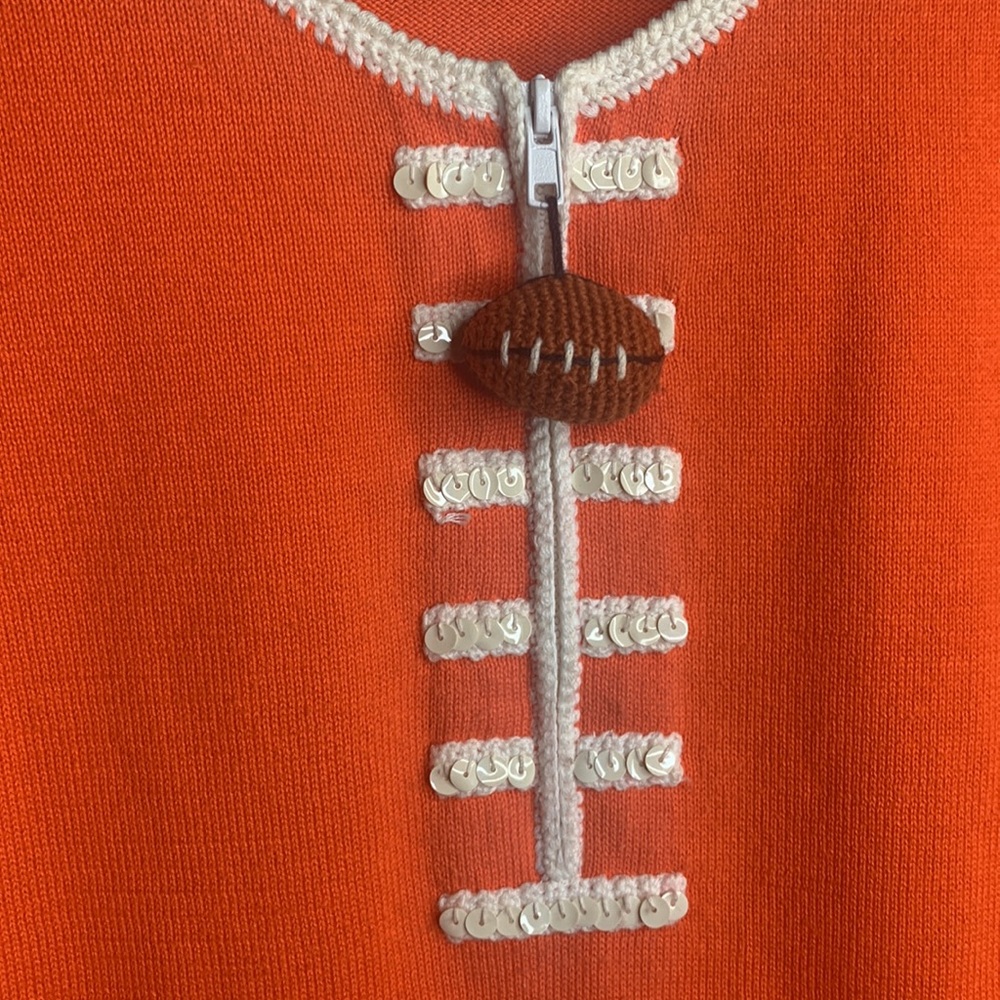 Michael Simon Orange Sweater with White Accents - Picture 10 of 10